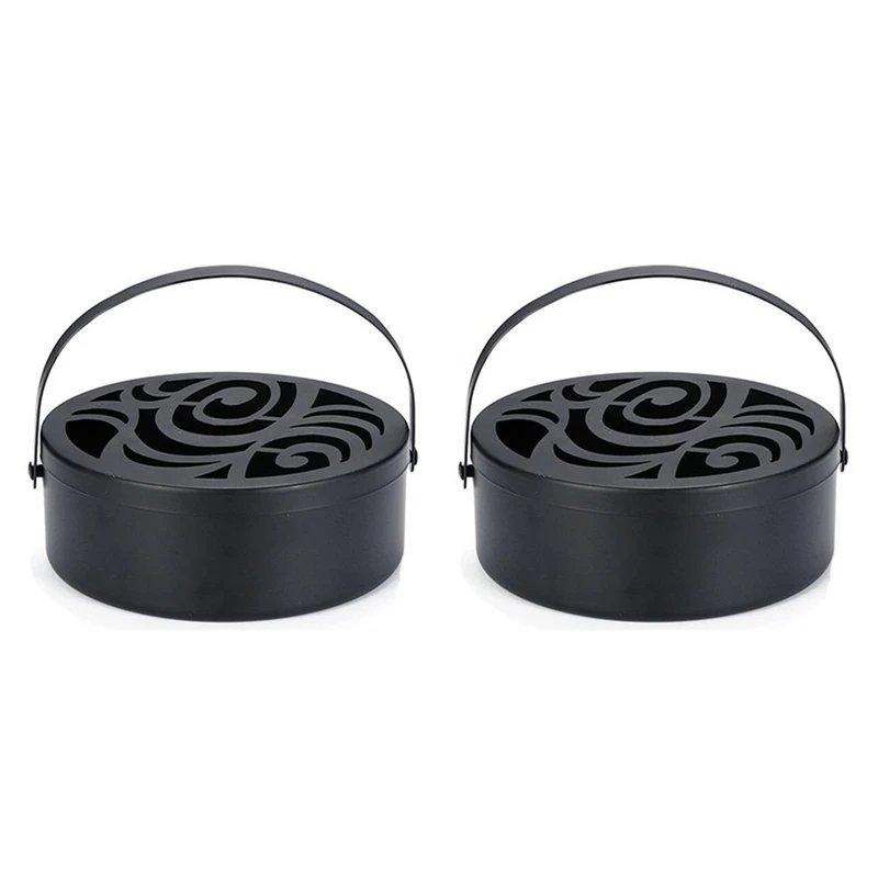 2X Metal Portable Mosquito Coil Holder,Household Mosquito Repellent Box,Classical Design Portable Mosquito Coil Holder