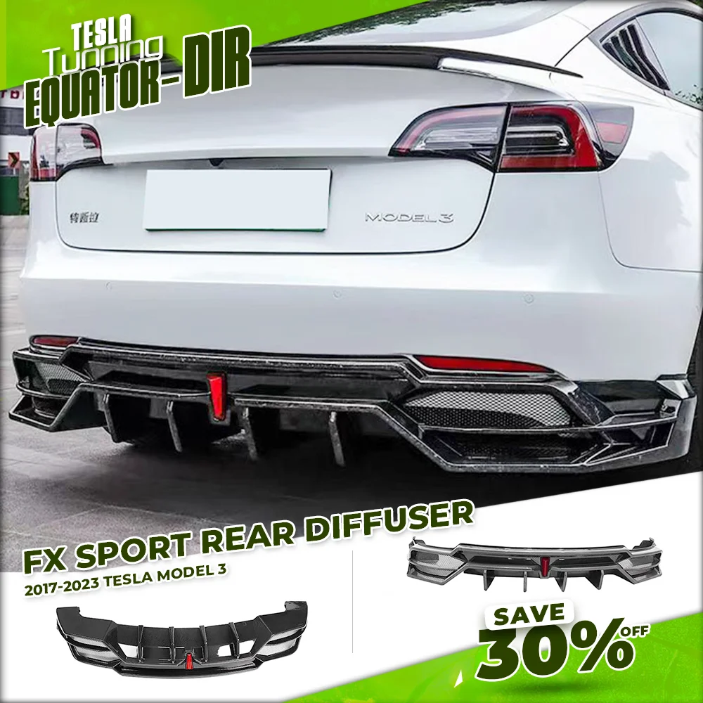 

2024 Equator Model 3 Rear Diffuser FX Sport For Tesla Model 3 Body Kits Tesla Rear Spoiler Bumper Lip Tesla 2023 Exterior Tuning