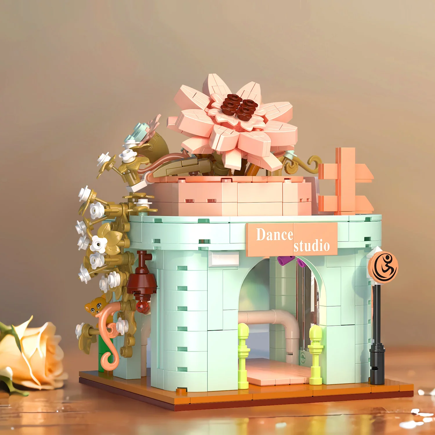 Flower House Street View Architecture Brick Block Children\'s Puzzle Assembly Toys Christmas Gifts Building Blocks Assembly Model