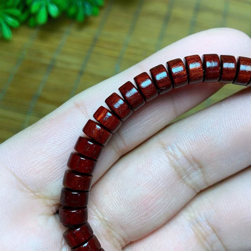 Old Indian Rosewood 4*7 Bead , Natural Unisex Sandalwood Bracelet, 48 Golden Star Beads, Single Strand