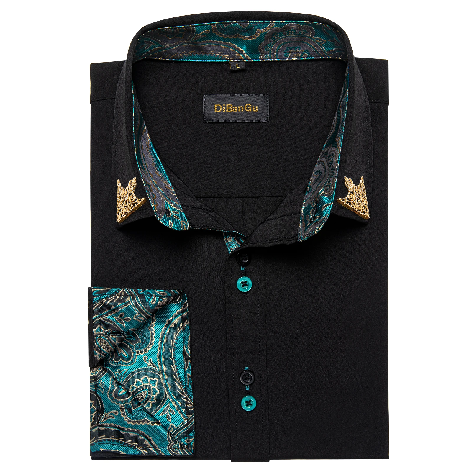 Classic Party Shirt For Men Black Blue Patchwork camisa masculina Spring Autumn Turn-Down Collar Man Shirts Causal Long Sleeve