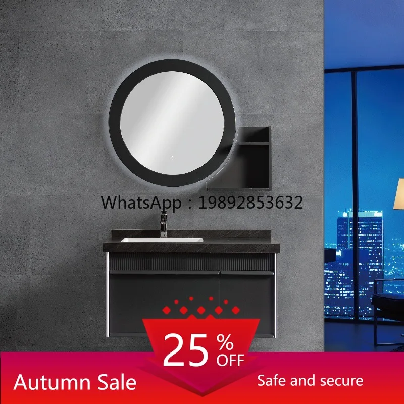 

LYY Light Luxury Bathroom Cabinet Set with Seamless Connection Ceramic Plate Wash Basin Sink