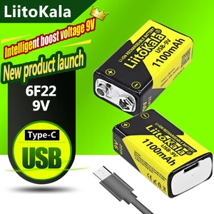 1-16 buah LiitoKala Baterai Isi Ulang Li-ion 9V 1100mAh Baterai USB 9V untuk Mainan Mikrofon Multimeter Remote Control Penggunaan KTV 6 baterai isi ulang usb penjualan terbaik - №