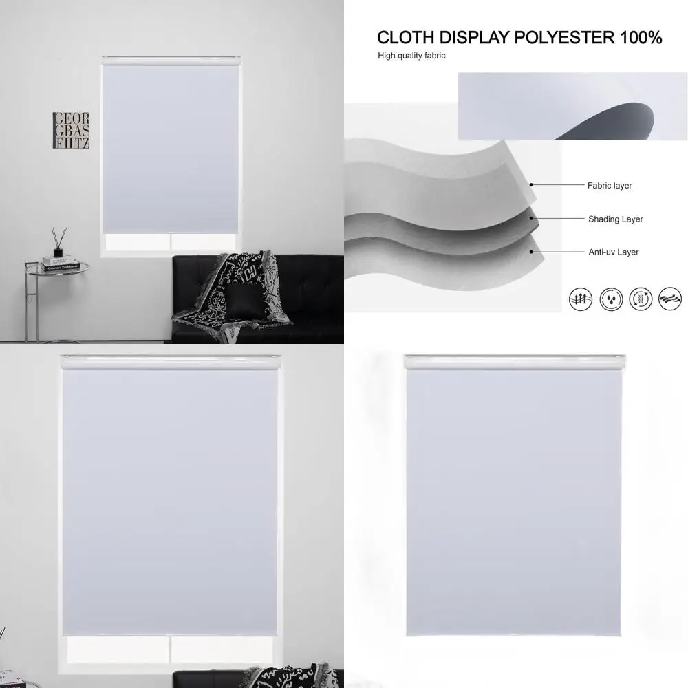 

100% затемняющие аккумуляторные роликовые шторы, 75 В x 52 Вт, белые, простая установка для дома и офиса