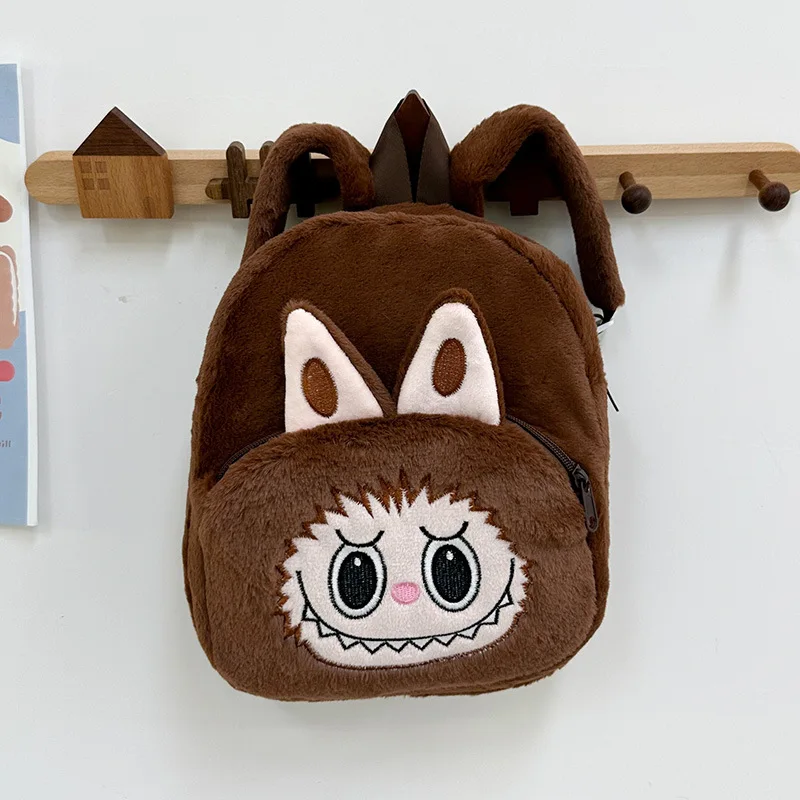 Mochila de dibujos animados Labubu para niños, bonita mochila de dibujos animados de felpa, regalos de cumpleaños y vacaciones para niños, mochila de viaje al aire libre Kawaii