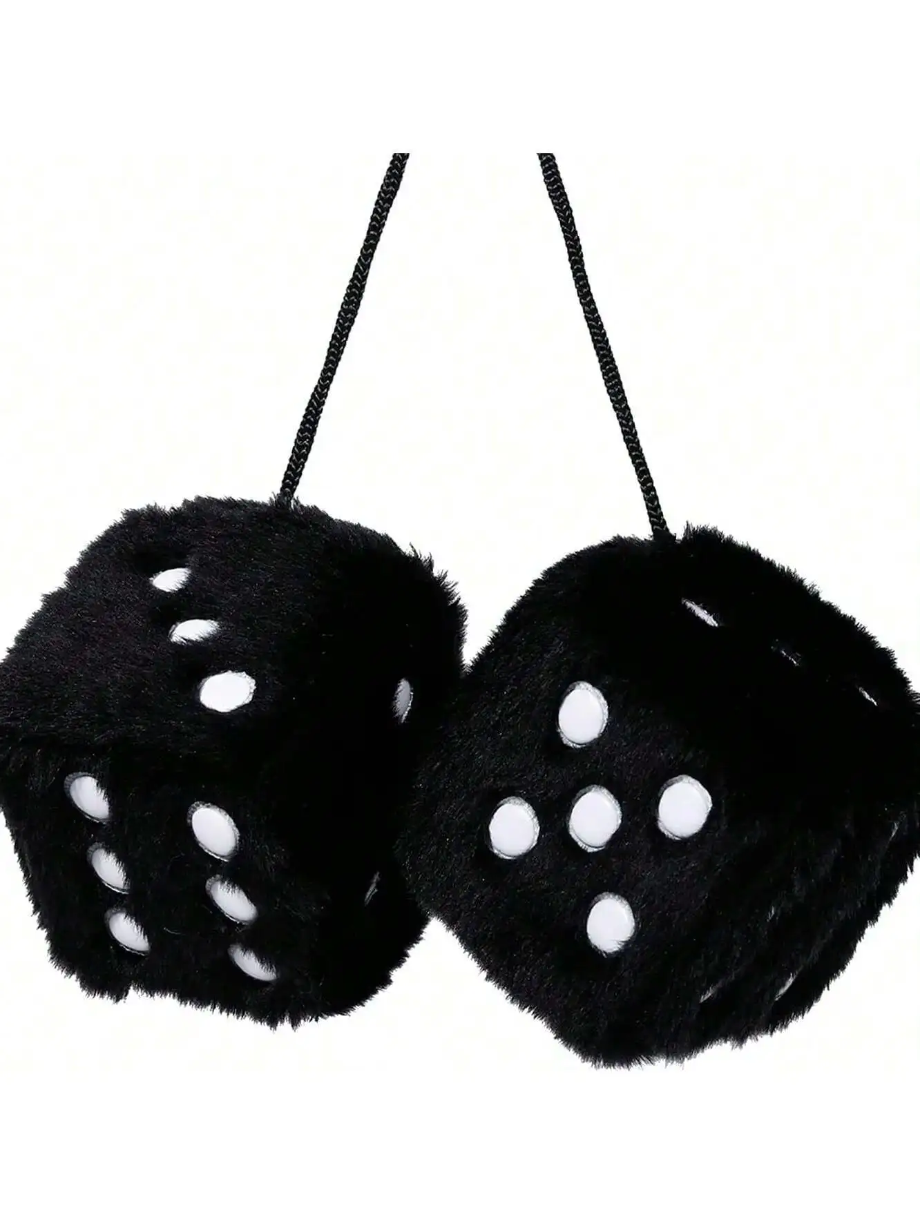 Couple Fuzzy Dice With Leather Dots Retro Car Mirror Hanging Accessories For Car Decoration