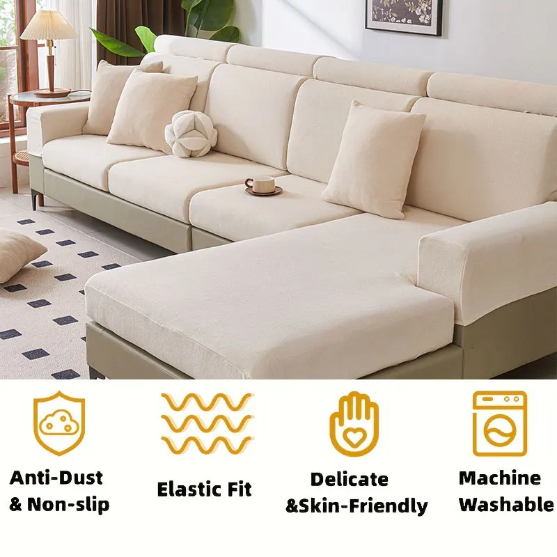 1PC-Cream style elastic sofa cover 2025 new all season universal all inclusive cushion, fixed anti slip sofa cover, cover cloth