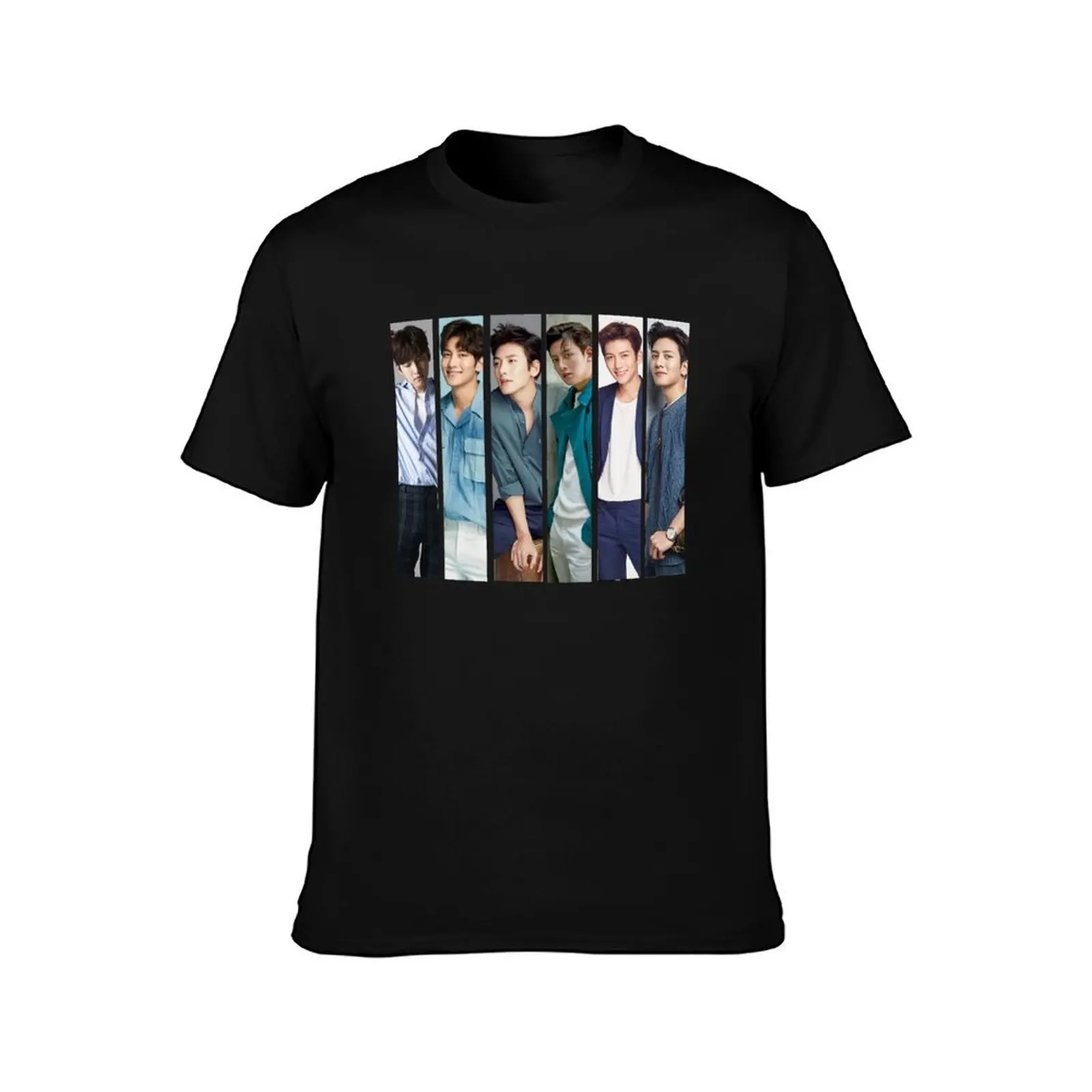 Ji Chang Wook Vertical Collage T-Shirt Summer Casual Cotton Tee Oversized Streetwear Tops Vintage Graphic Print 100% Cotton
