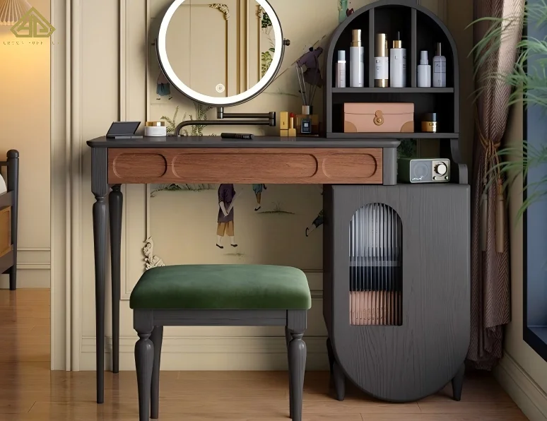 Factory Directly Wholesale Girls Dressing Table With Mirror And Drawers Wooden Makeup Table For Bedroom Bedroom Furniture