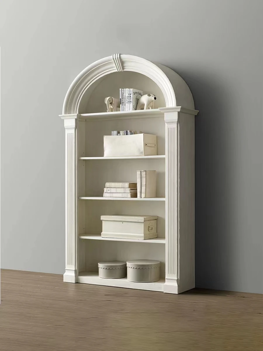 white floor simple modern arch solid wood bookcase/locker