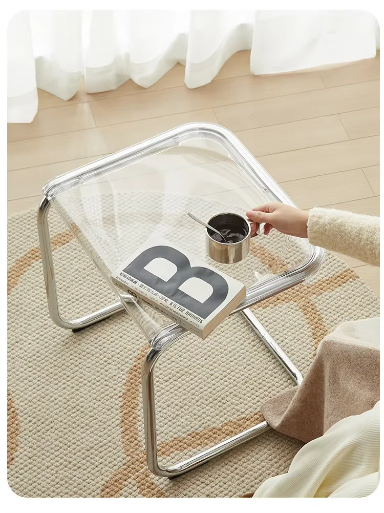 

Скандинавский современный ПК, прозрачный пластиковый каркас из нержавеющей стали, низкий табурет, приставной столик, прикроватный тумбочка для гостиной