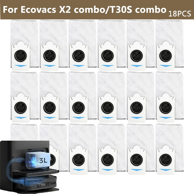 Bolsa de polvo reemplazable para Ecovacs Deebot X2 combo / T30S combo, bolsa de herramientas consumibles, piezas de repuesto, robot aspirador