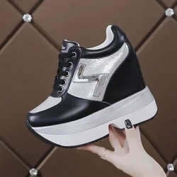 Hot  Autumn Women High Platform Shoes Height Increasing Casual Shoes 10CM Thick Sole Trainers Breathable Shoes Women Sneakers