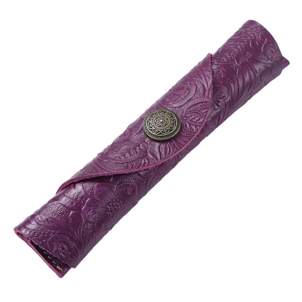 Tas pena Tunggal pola bunga, kantung saku pena warna cerah kulit imitasi tanpa cacat, sentuh lembut, tas pena Tunggal