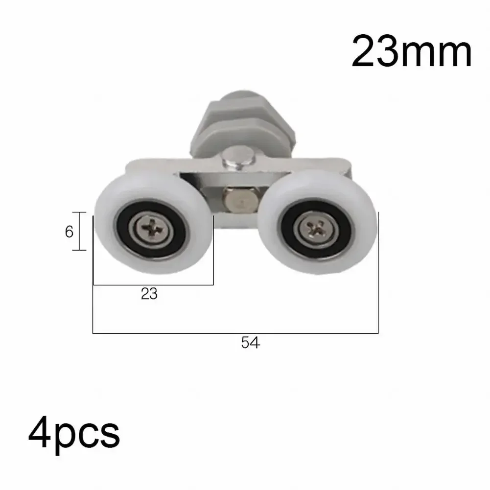 4Pcs 19/23/25/27mm Twin Bathroom Shower Door Sliding Roller Sliders Vintage Arc Shower Room Glass Door Sliding Wheel