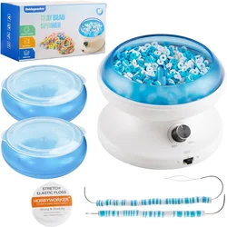 Electric Clay Bead Spinner Kit with Bead Trays Bead Spinner Needles Clay Beads Seed Beads and Elastic Cord for Jewelry Making