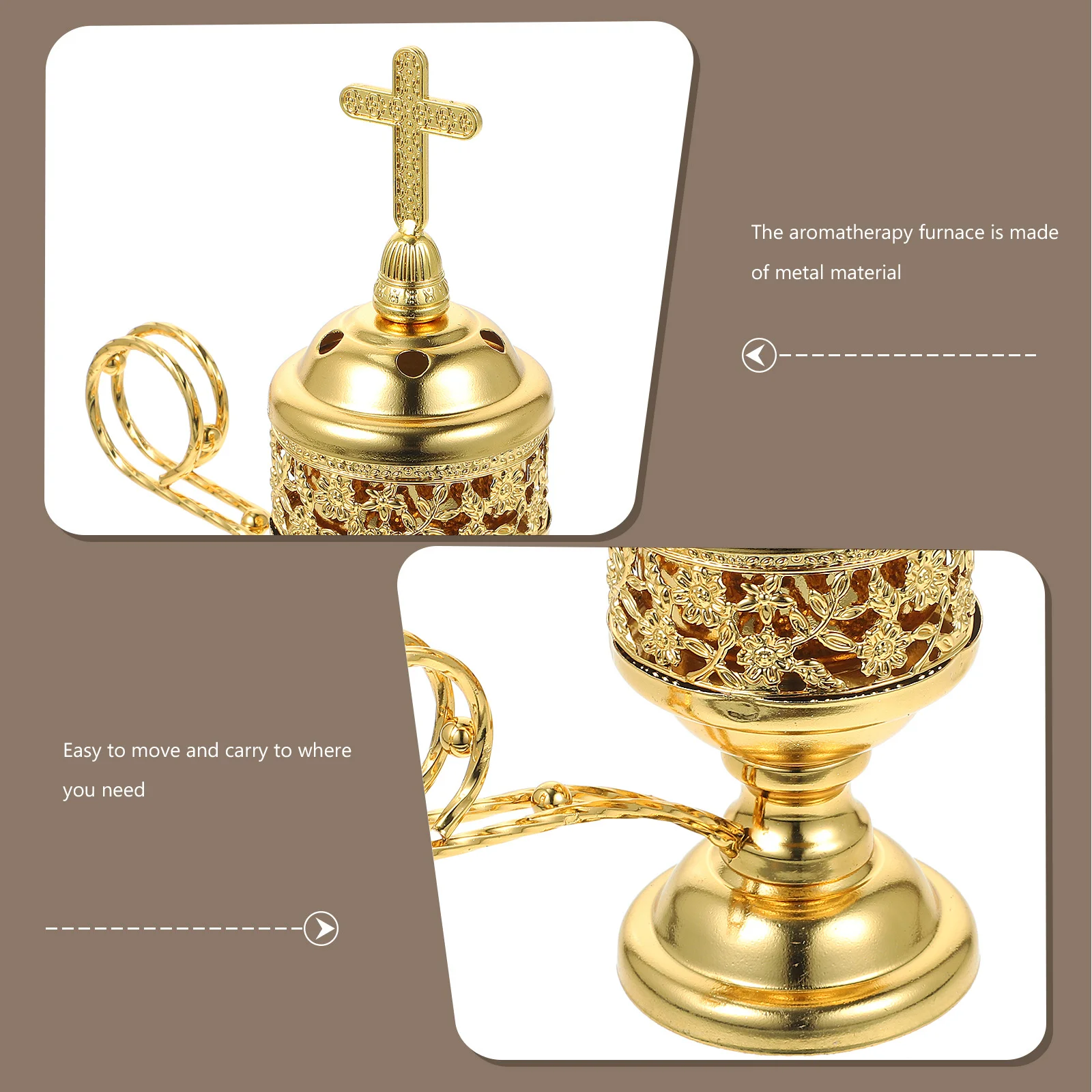 

Lightweight Metal Censer Portable Aromatherapy Burner Middle East Design Suitable for Home Office Party Decor Middle East Censer