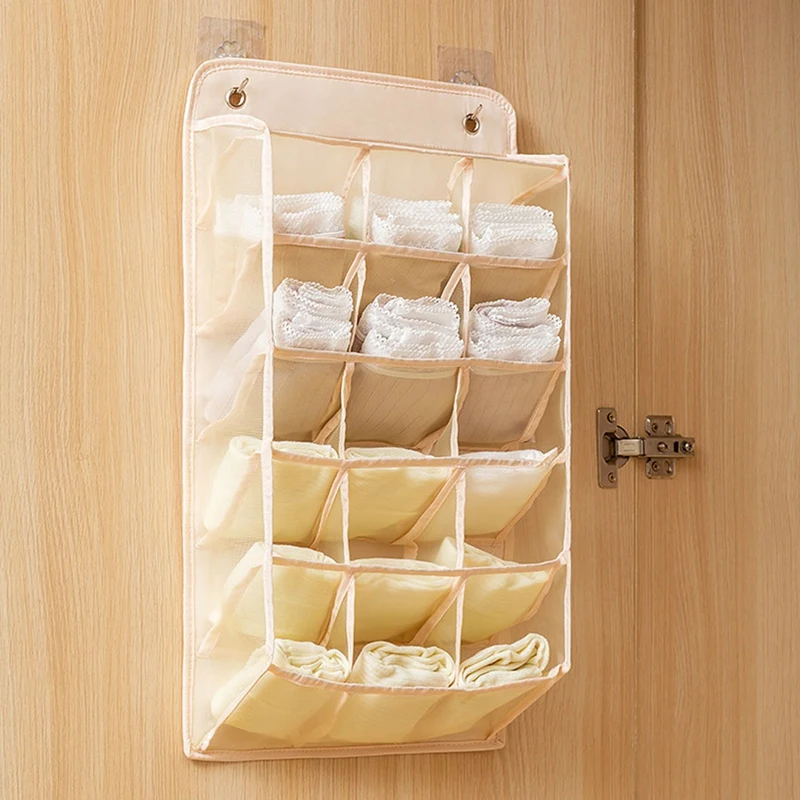 15/5 Grids Bra Underwear Compartment Bag Wardrobe Socks Garments Holder Bag Wall Hanging Clothes Storage Box Hanger Bag