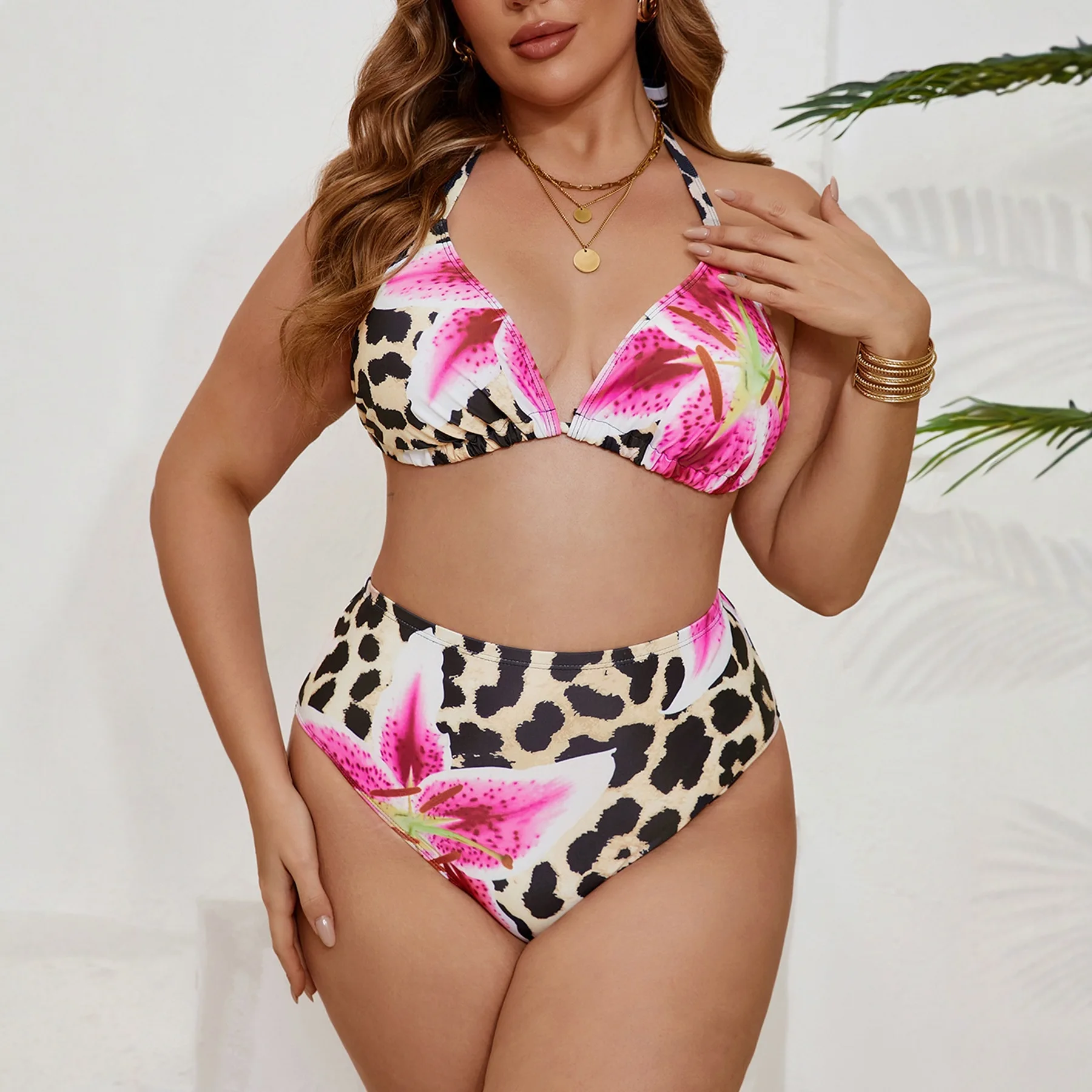 Plus Size High Waist Bikini Women's Push Up Large Size Swimsuit 2026 Summer Mujer Big Size Tummy Control Swimwear Bikini Sets