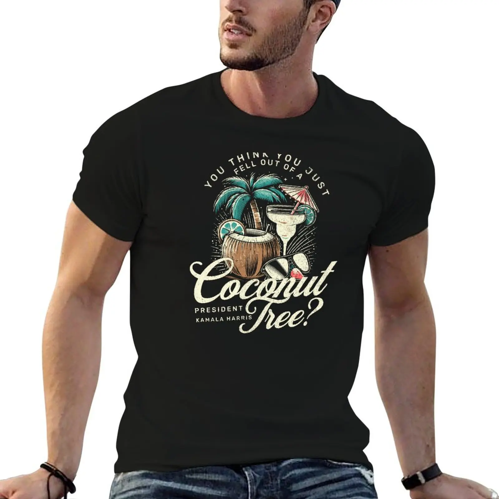 Kamala Harris Coconut Tree You Think You Just Fell Out of a Coconut Tree? T-Shirt korean fashion summer top Short sleeve tee men