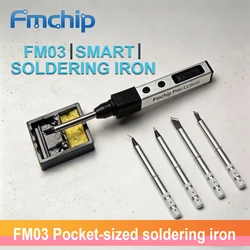 FMchip FM03 Pocket-sized Soldering Iron PD 65W Smart Adjustable Temperature Aluminum Alloy Digital Solder Station Tools T65 Tip