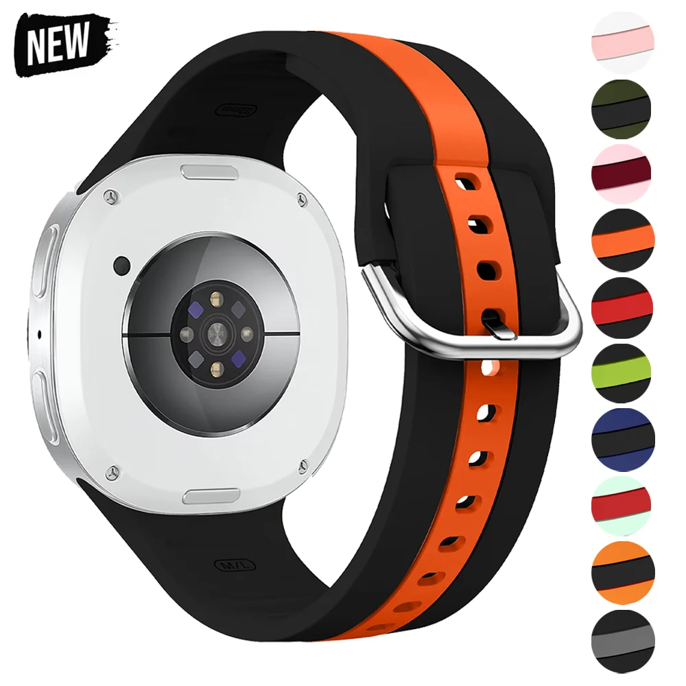 Two-color Silicone straps for Samsung Galaxy Watch 8 strap 40mm 44mm Sports waterproof Brecelet Correa Galaxy 8 classic band 46