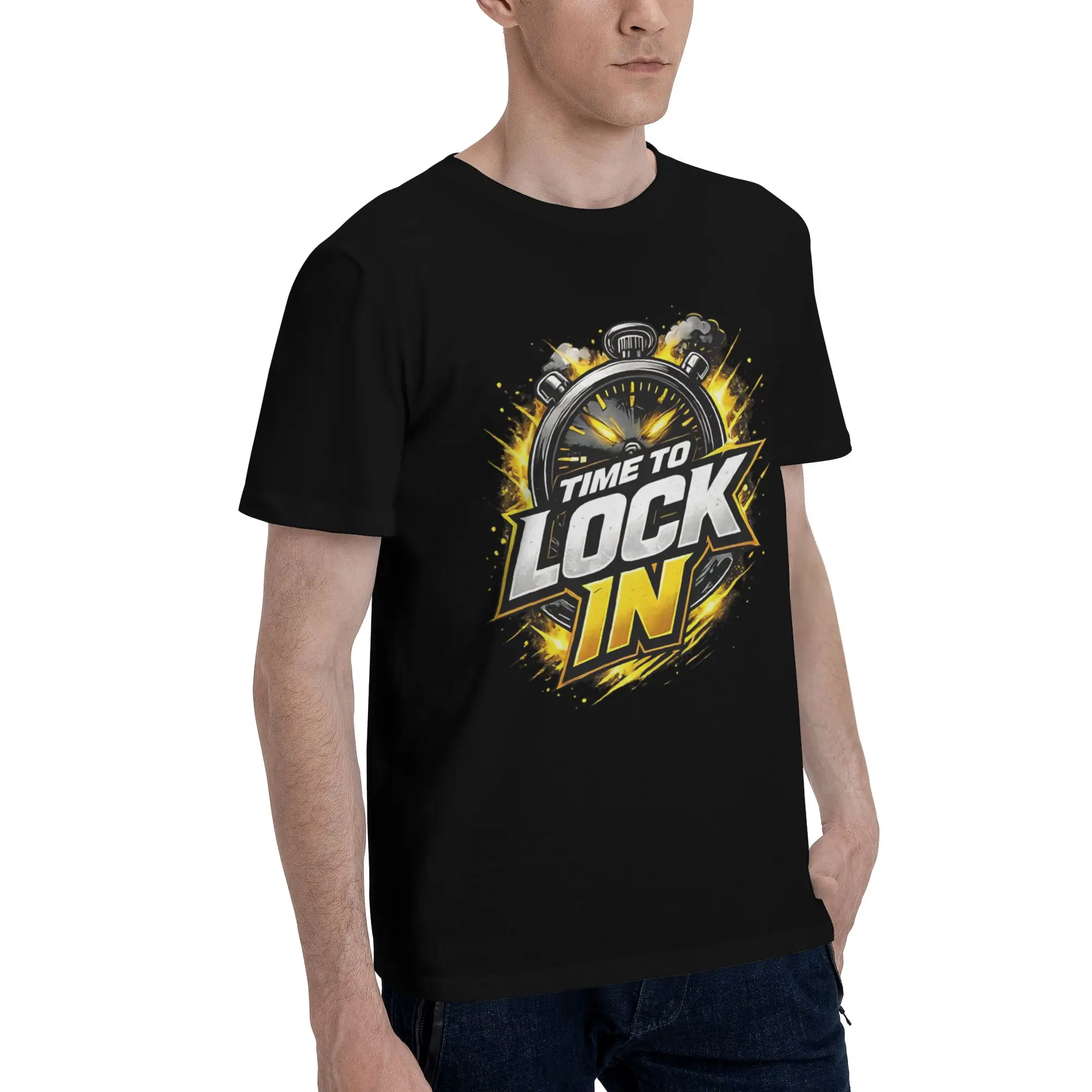 Time to Lock In  Men T Shirts time to lock in test day Leisure Tee Shirt Short Sleeve Round Neck New Arrival Clothes T-Shirt