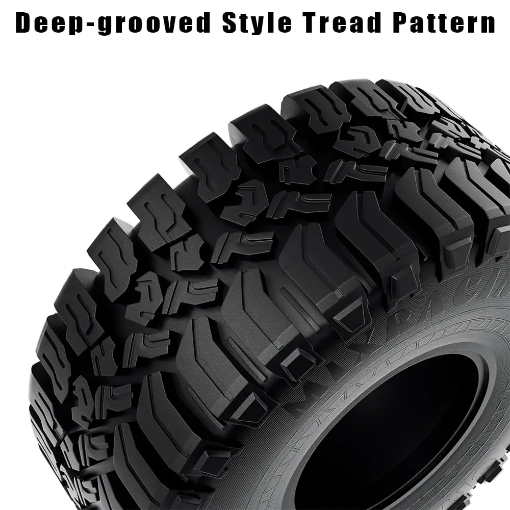 GLOBACT Pneus 1,9 pouces Pneus RC Pneus sur chenilles RC Pneus en caoutchouc 120 * 48 mm pour voiture sur chenilles 1/10 TRX4 TRX6 Axial SCX10 RC (4 pièces)