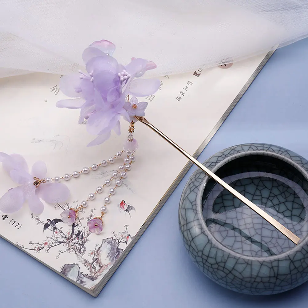 

Vintage Dangle Tassel Flower Hair Stick Long Hair Pin Chinese Bun Pin Elegant Headpiece Styling Accessory