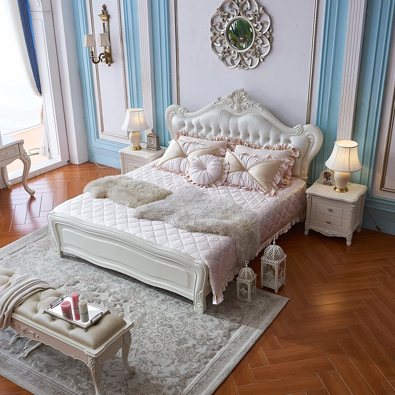 Simple European Bed Massage Princess Castle Girls Design Beauty Bed Simple European Sun Double Queen Wooden Cama Salon Furniture