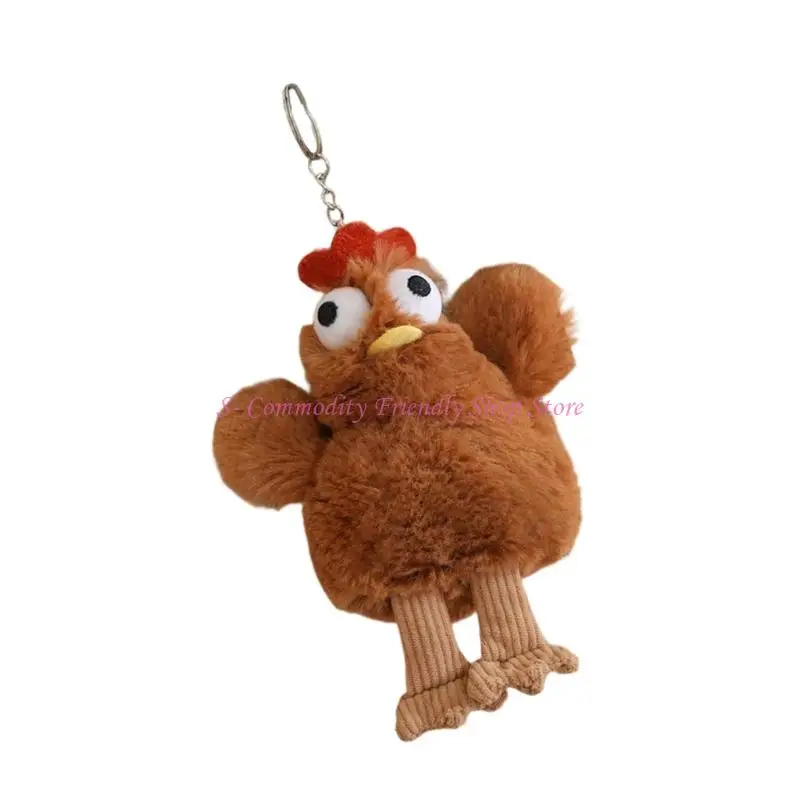 

85AE Chicken Plush Stuffed Animal Keychain Hanging Decoration Keychain Bag Pendant
