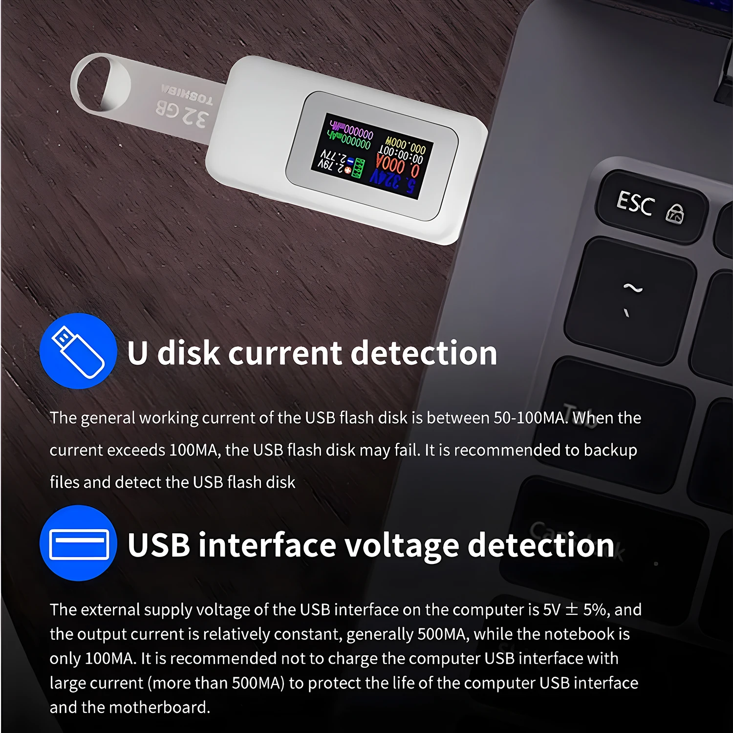 10 IN 1 USB Tester DC4-30V 0-6.5A Digital Voltmeter Ammeter Current Voltage Meter Amp Volt Indicator Power Bank Charger Detector