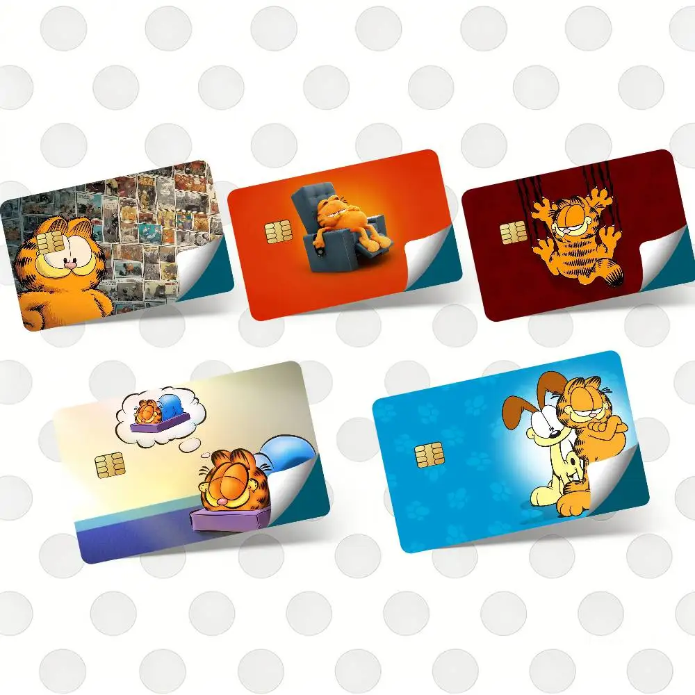 G-GarfieldES Cartoon creative Bank card Sticker Covers Chip Cards Credit Card Skins Scratch protection