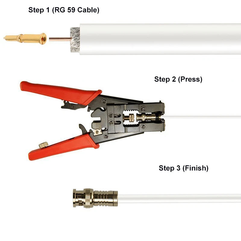 Imagem -06 - Escam Venda Quente 10 Peças Lote Bnc Conector de Compressão Jack para Cabo Coaxial Rg59 Cctv Câmera Acessórios