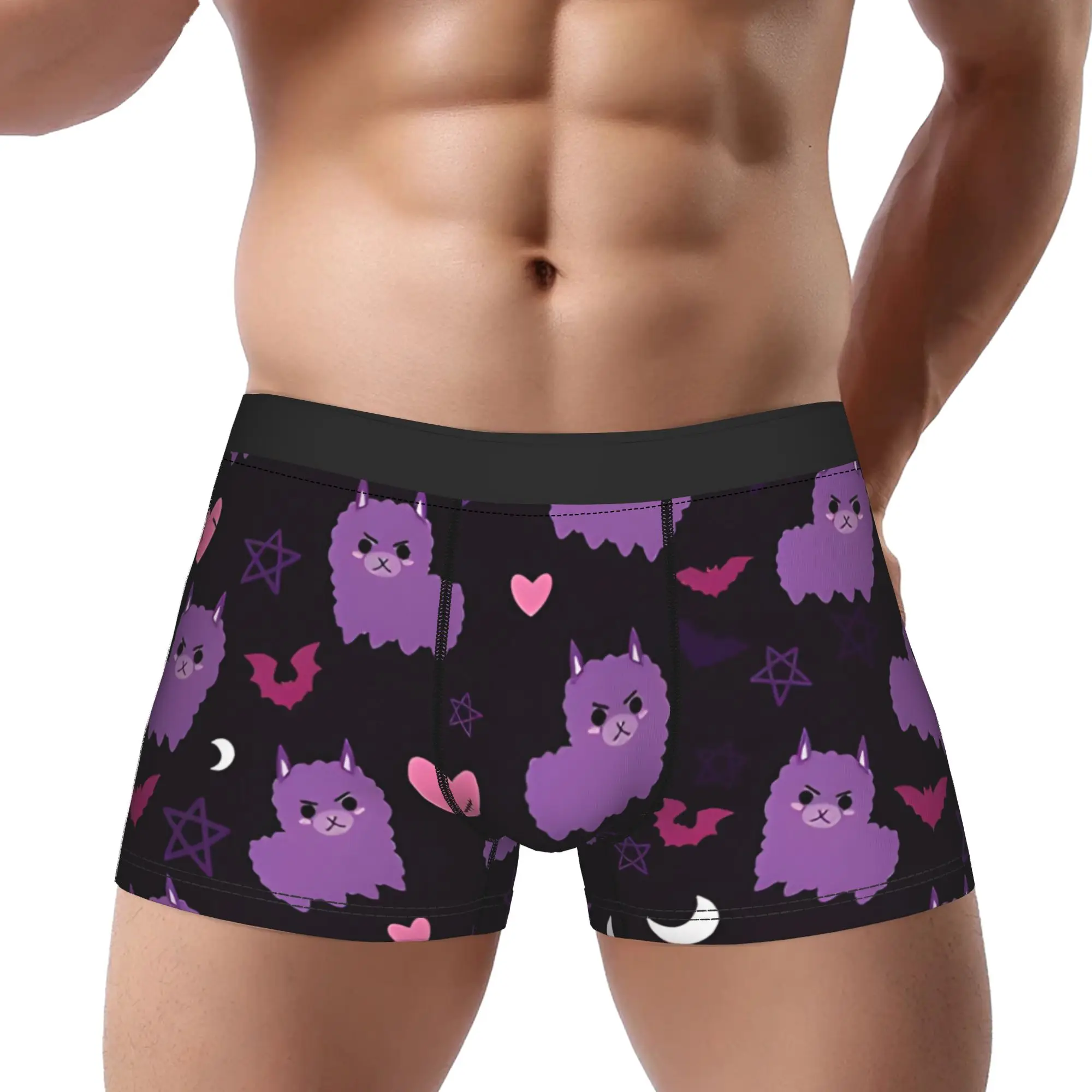 Pastel Goth Purple Llama Underpants Homme Panties Man Underwear animal Comfortable Shorts Boxer Briefs