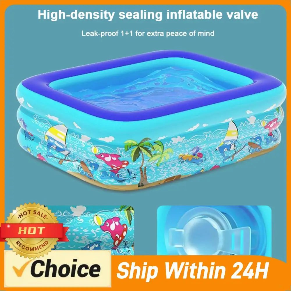 Inflatable Swimming Pool PVC Framed Swimming Pool Cartoon Pattern Thickening Swimming Pool for Summer Outdoor Indoor