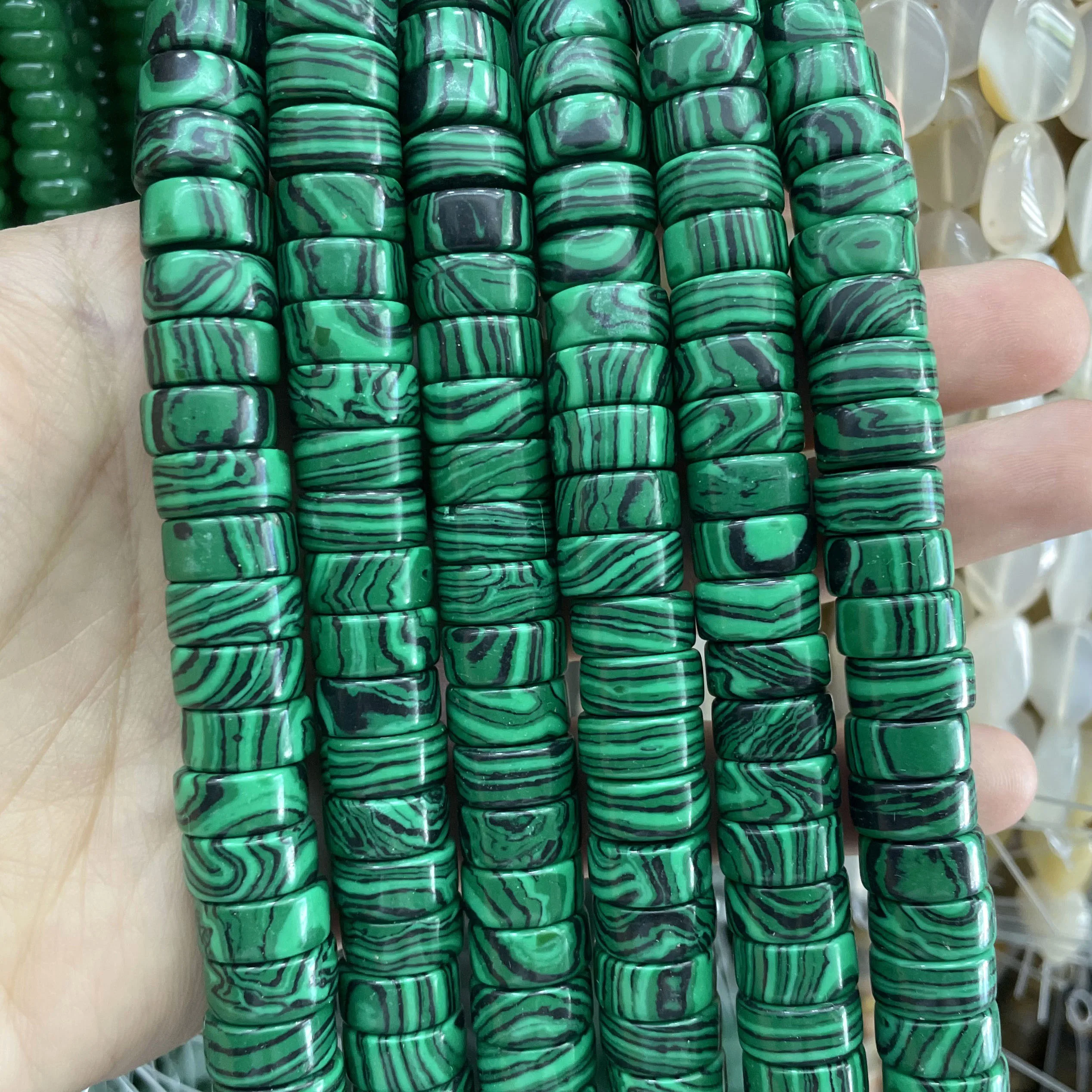 6X12MM Naturstein-Achate, Tigerauge, Quarz, Türkis, lose Spacer-Perlen für die Schmuckherstellung, DIY-Armbänder, Halsketten-Zubehör – Detail 2