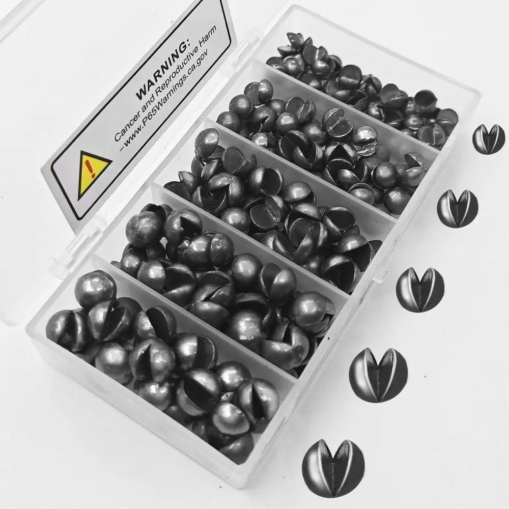 150 قطعة من حوض الصيد المقسم - أوزان صيد عالية الجودة وقابلة للإزالة، 5/6 مقاسات (0.02 أونصة-0.14 أونصة)، مناسبة للمياه الطازجة والملحة #1