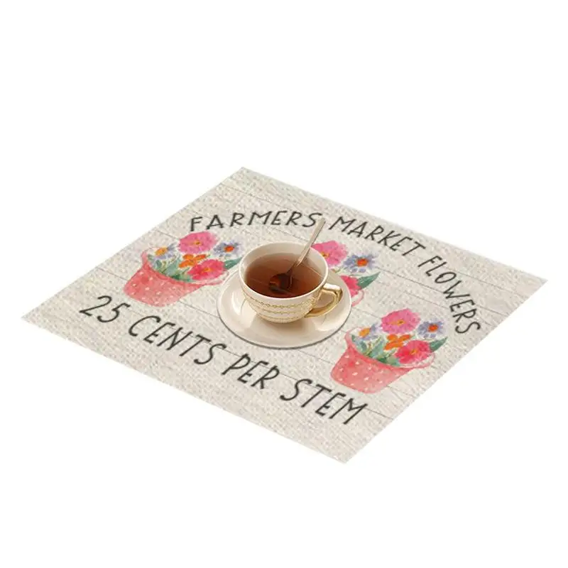 Kitchen Table Mats Spring Placemats Non-Slip Washable Summer Placemats Floral Placemat With Funny Pattern Desk Pad For Dining