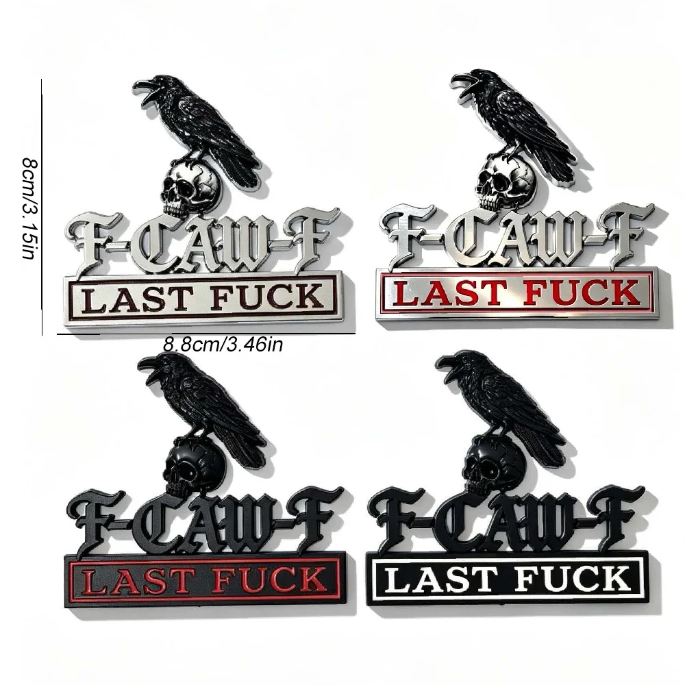 1Pcs Gothic Raven Skull 3D Metal Car Emblem, Self Adhesive Auto Fender Trunk Hood Sticker Decor for Truck SUV