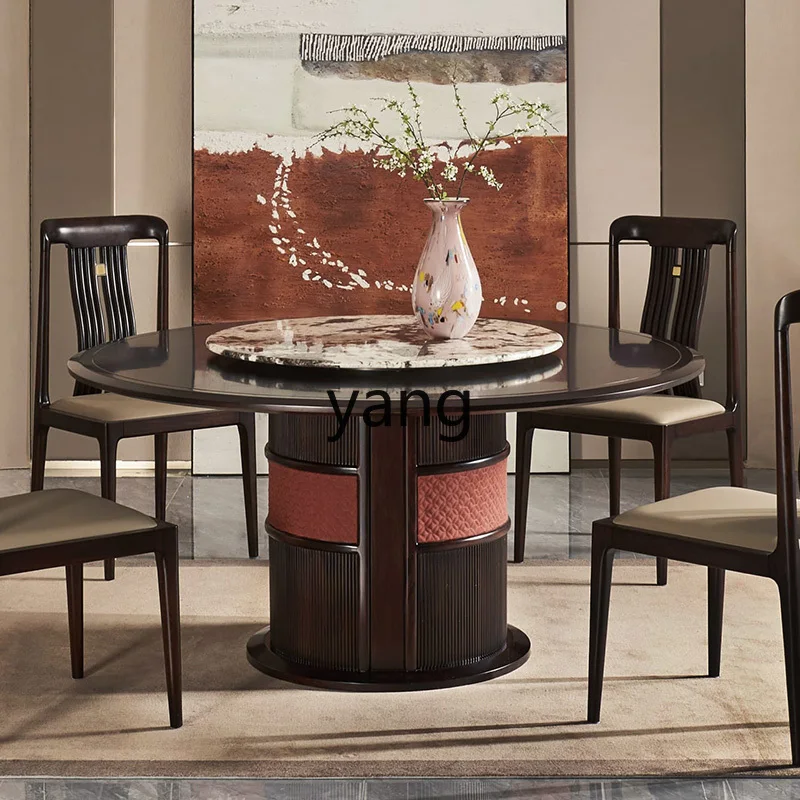 ZL new Chinese round dining table luxury stone modern light luxury large apartment restaurant furniture