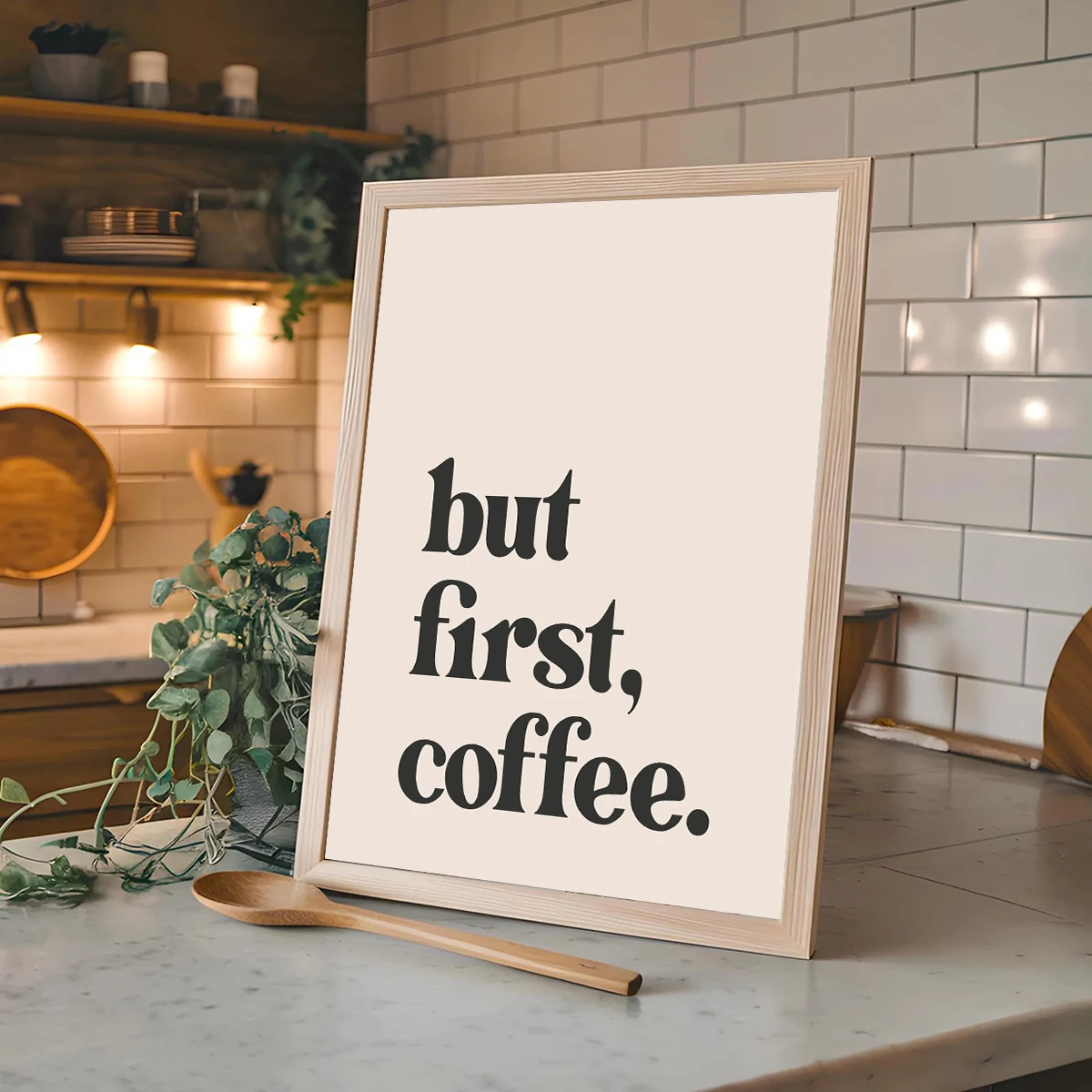 ملصق مطبوع عليه عبارة "But First، Drink Coffee"، لوحة قماشية حديثة وبسيطة لزوايا القهوة ديكور فني جداري للمنزل بدون إطار #2