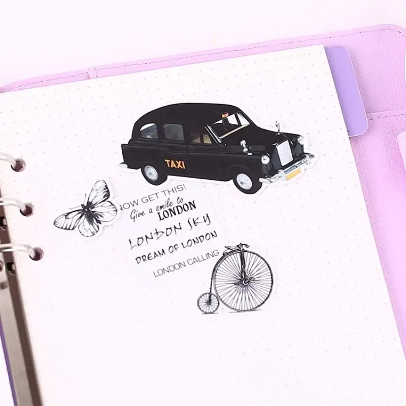 64 Uds. Pegatinas creativas y bonitas hechas a sí mismas para álbum de recortes de cosas antiguas de Londres/pegatinas decorativas/álbumes de fotos