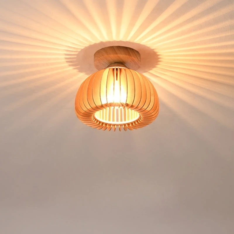 

Modern Fun Art Solid Wood Latest Design Pumpkin Lighting Household Xuanguan Yang Atmosphere Ceiling Light