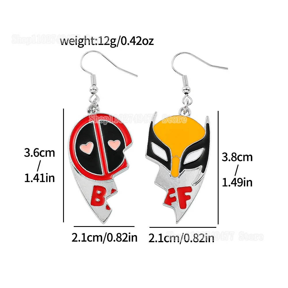 Boucles d'oreilles pendantes Deadpool et Wolverine pour femmes, boucles d'oreilles en alliage, accessoires pendentif, sourire, héros, escales, mode, bijoux cadeaux, 3