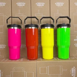 For Stanley 30oz Tumbler With Handle Leopard Tumbler With Straw Lids Stainless Steel Coffee Termos Cup Car Mugs Vacuum Cup