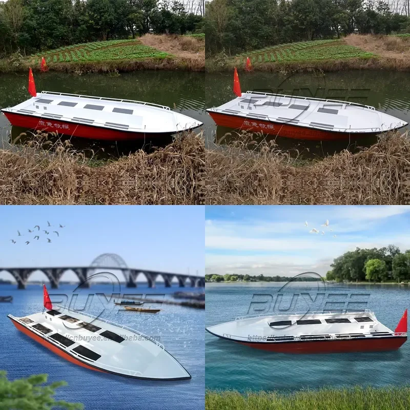 Portable Aluminum Alloy Assault Rescue Boat 14.1ft/4. 8 Persons Tiller Control Outboard Sport Fishing Speed Boat