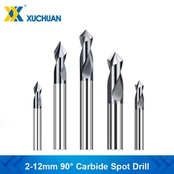 Spot Drill 2-12mm 2 Flute Chamfer Mill 90 Degree Stub Start Location Center Bit CNC Router Bit Milling Cutter Carbide End Mill