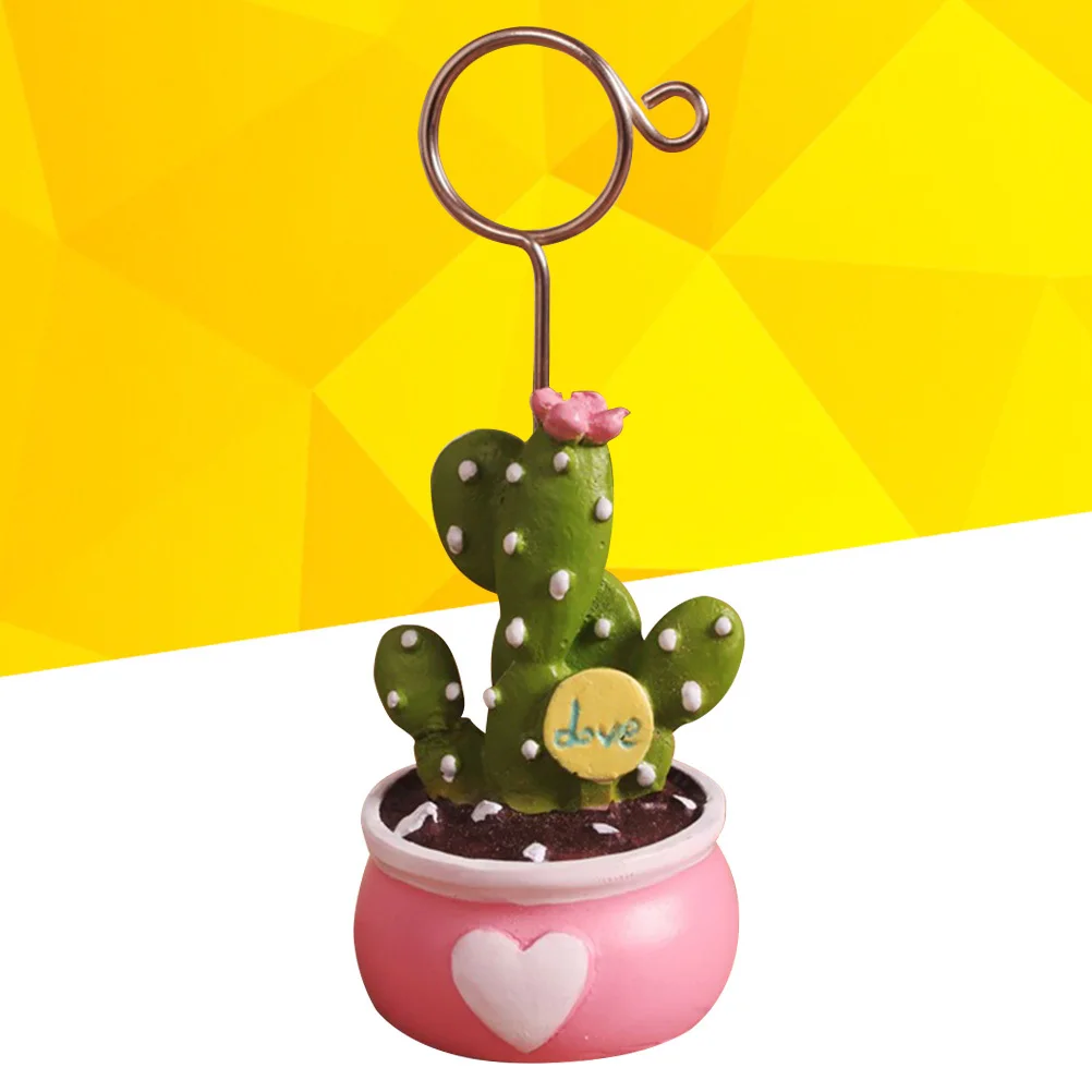 

Succulent Plants Microlandschaft Memo Clips Pink Base Cactus Photo Holder Note Clip Memo Stand for Table Decoration Office