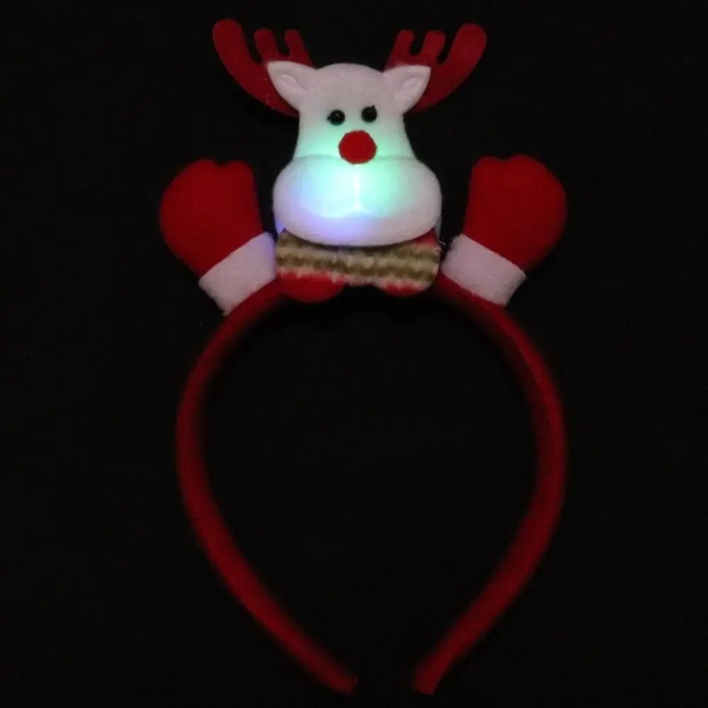 Headwear Red Snowman LED Light Headband Snowman Headwear Christmas LED Headband Comfortable Elk Santa Hairband Party Decoration